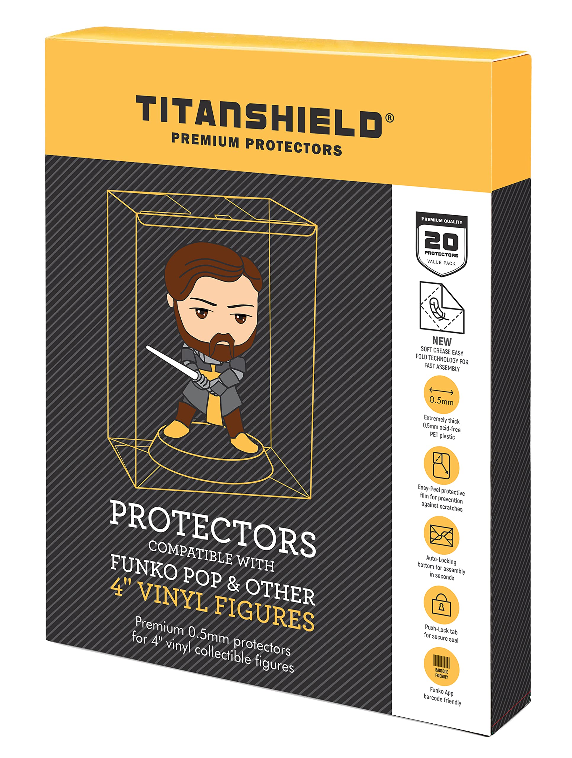 TitanShield 0.5mm Pop Protectors Sleeve Case Compatible with Funko - 4" Inch Pop! Vinyl Figures (20 Pack)