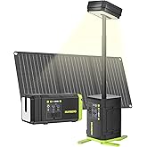 MARBERO 118Wh Solar Generator with Telescopic Camping Lights 32000mAh 160W Max Portable Power Station with Solar Panel Included 30W AC Outlet USB DC Output for Camping Hiking Emergency