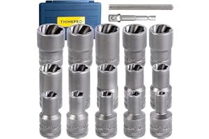 Thinkpro Bolt Extractor Set,17 Piece Wheel Lock Removal Kit,Lug Nut Extractor Set 1/2 Inch Drive,Lug Nut Remover for Removing Damaged, Frozen, Rusted, Rounded-Off Bolts, Nuts & Screws