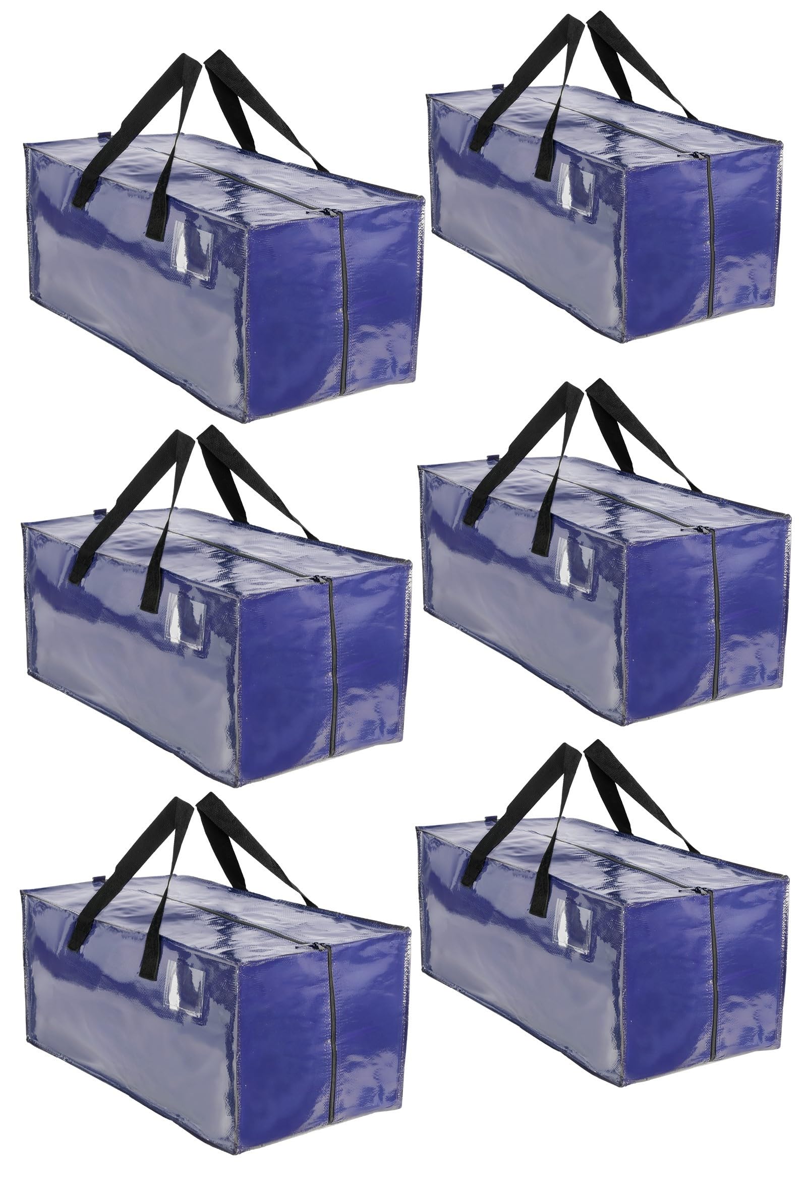 ZIZINET Moving Bags, Heavy Duty Moving Bags with Carrying Handles and Tag Pocket, Moving Supplies for Space Saving, for moving, Storage, Camping and Travel Waterproof Storage Bags (BL 6PCS)