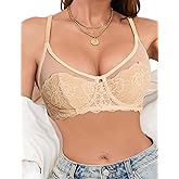 Avidlove Bralettes for Women Underwire Lace Floral Crossover Bra T-Shirt Everyday Bra Lingerie