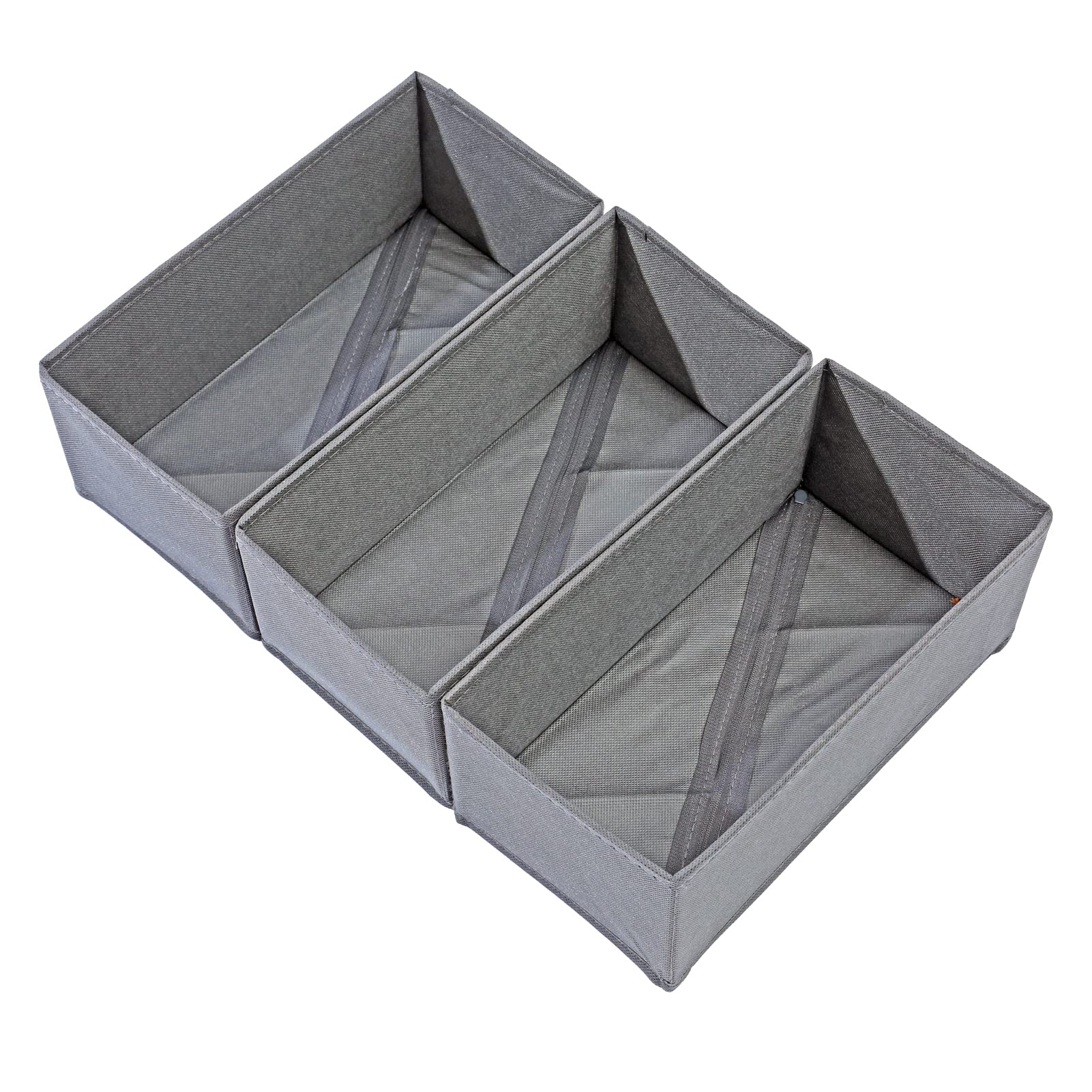 Photo 1 of Bructhun Socks Drawer Organizer Set of 3 Pack Gray, Underwear Dividers, Closet Cabinet Dresser Storage Boxes for Panties Stockings Leggings