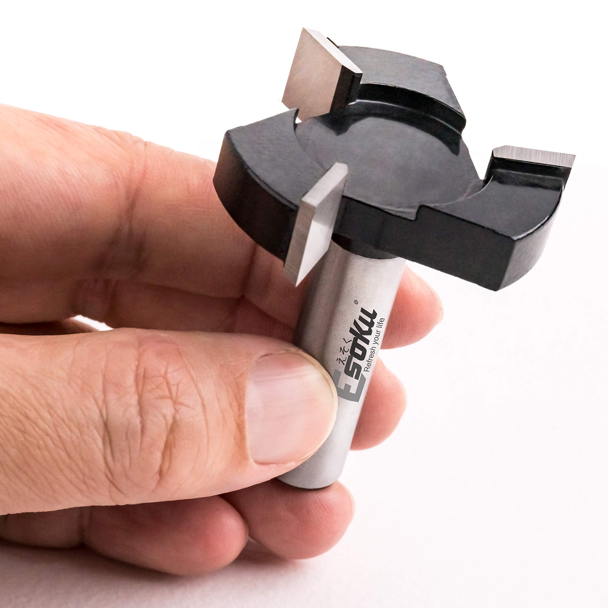 ESOKU Spoilboard Surfacing Router Bits - Router Planning Bit with1/2-Inch Universal Shank & 2 inch Cutting Diameter - Suitable for Hardwoods, Particleboard, MDF, Plywood, Ideal for Bottom Cleaning