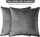 Yorkshire Bedding 18x18 Velvet Cushion Covers Pack of 2, Grey view 4