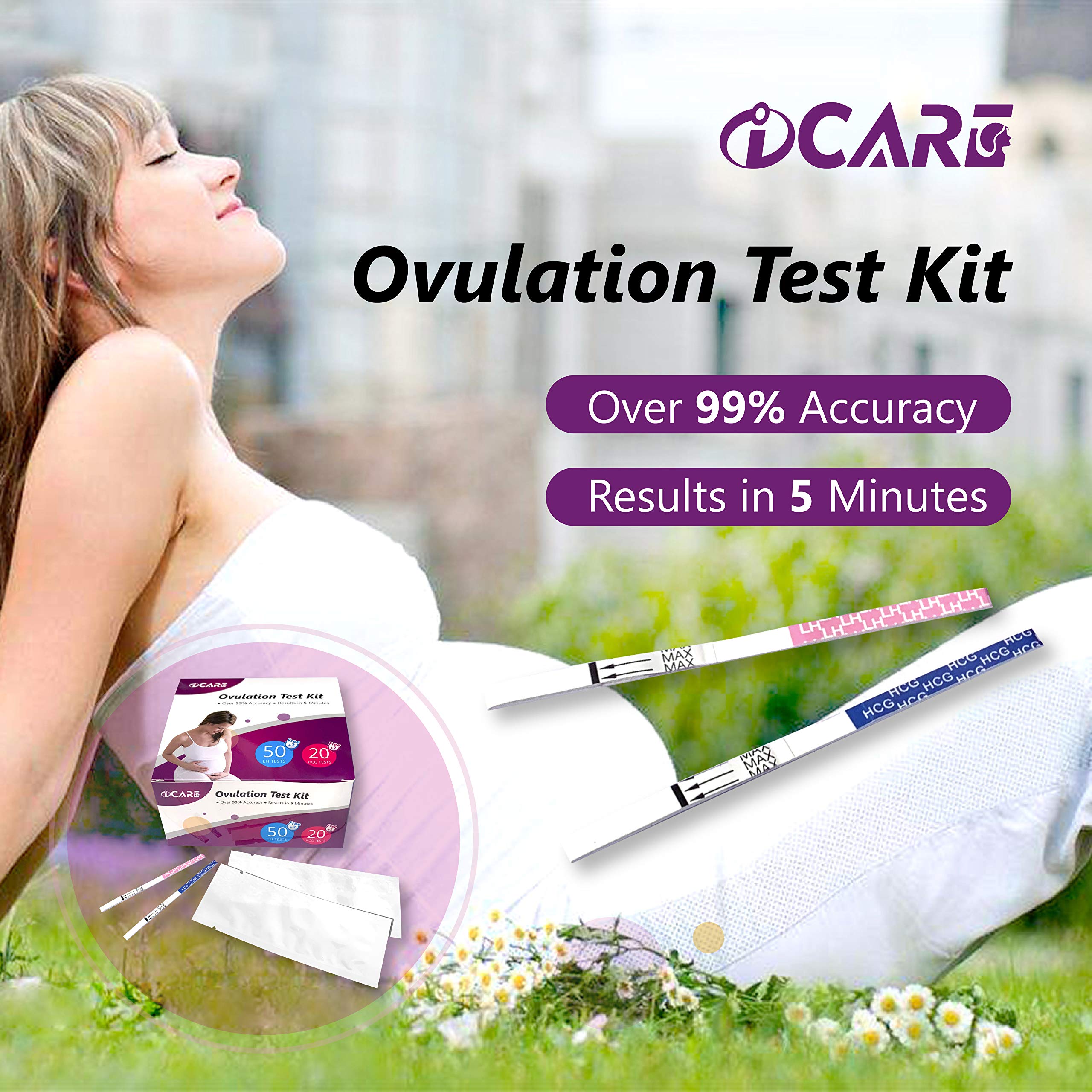 Aicare Ovulation and Pregnancy Test Strip Kit, 52 LH Test Strip + 22 HCG Test Strip, Advance Ovulation Kits First Response Pregnancy Test, Fertility Test for Trying Conceive Couples