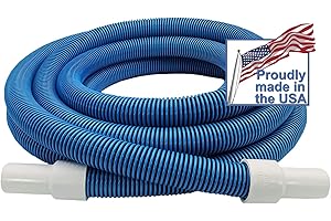 Destroyer Plastics One Year Manufacture Warranty Above/In Ground Manual Swimming Pool Vacuum Hose with Swivel Cuff (Residential Blue 1.25 in, 18)