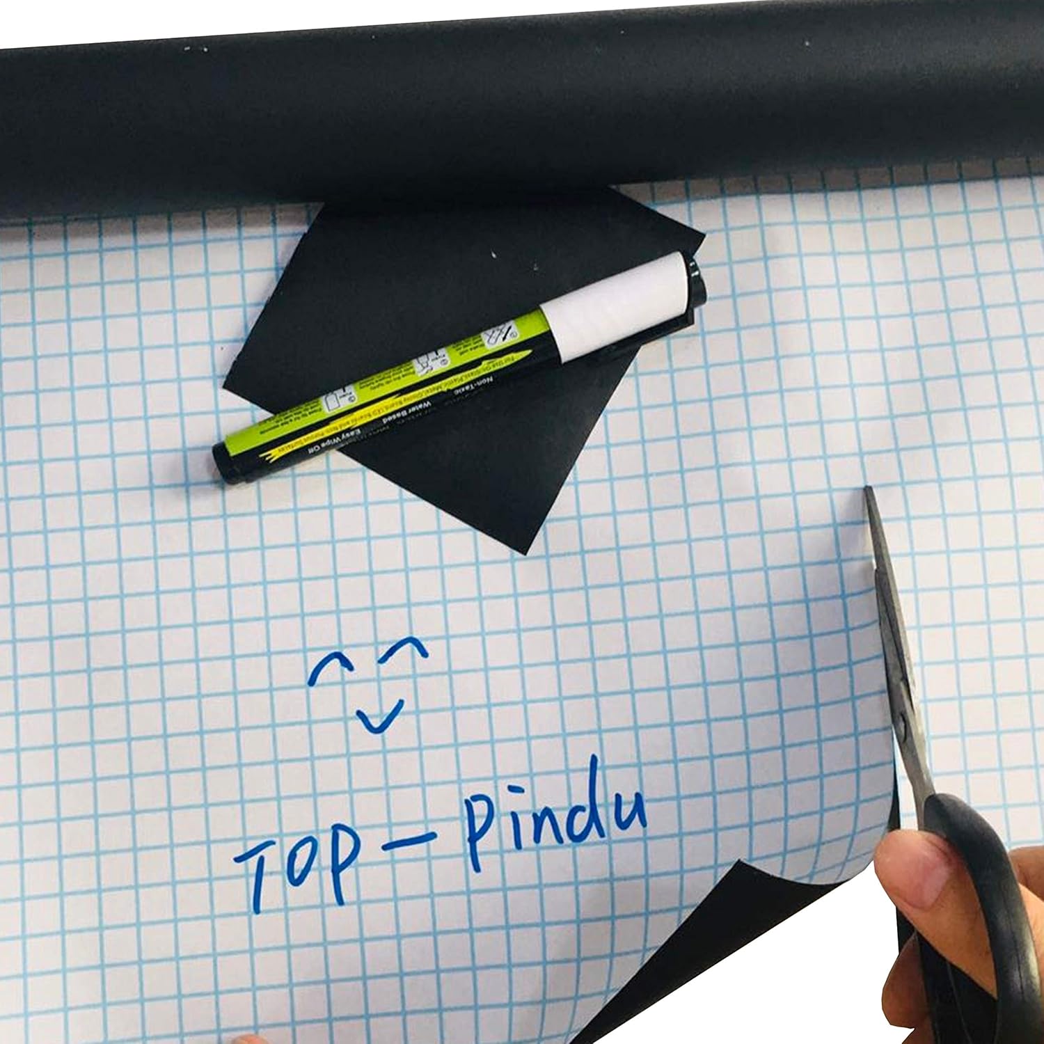 Chalkboard Paper - Blackboard Vinyl Paper Removable Bulletin Wall Sticker, Giveaway of Free: 1 White Chalk Marker Pen + 5 Colorful Chalks - 17.3" W x 78.7" L : Office Products