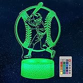 Gucoxny Baseball 3D Night Light,16 Colors Changing with Smart Touch & Remote Control Bedside Decor Lamp Christmas Birthday Gifts for Kids Boys Girls (Baseball Player)