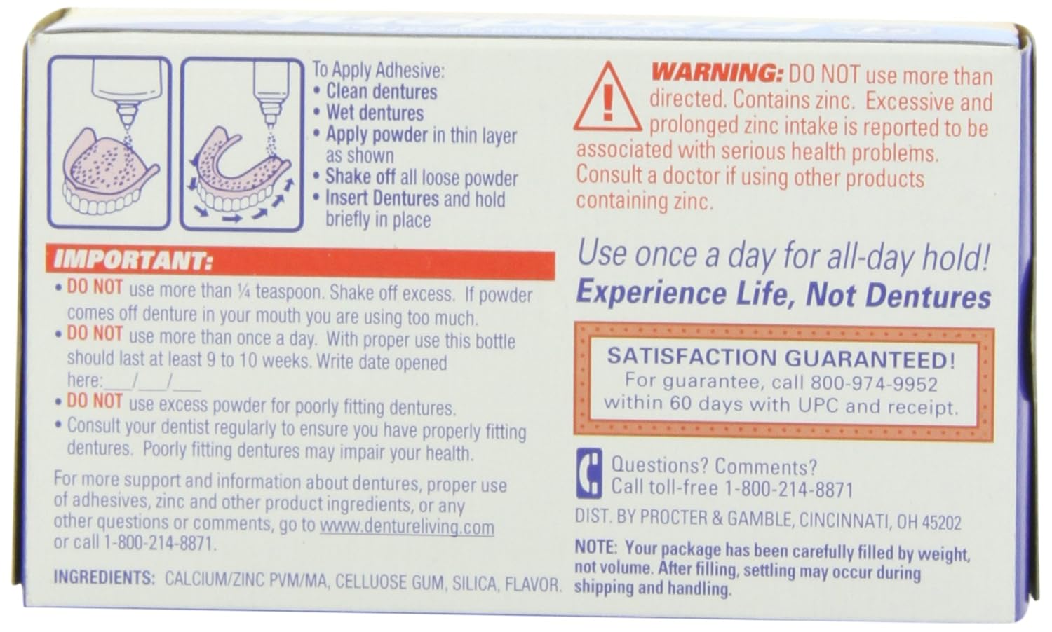 Fixodent Denture Adhesive Powder, Extra Hold - 1.6 Oz : Tooth Whitening Products : Beauty