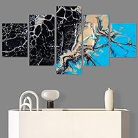 SIGNWIN 5 Panel Canvas Wall Art Modern Art Abstract Closeup Cool Line Minimalism Minimalist Multicolor for Home Decorations Ready to Hang - 60