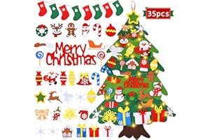 Sapin de Noël en feutre pour tout-petits à faire soi-même avec lumière, arbre de Noël Everized de 1 m avec 35 décorations pou
