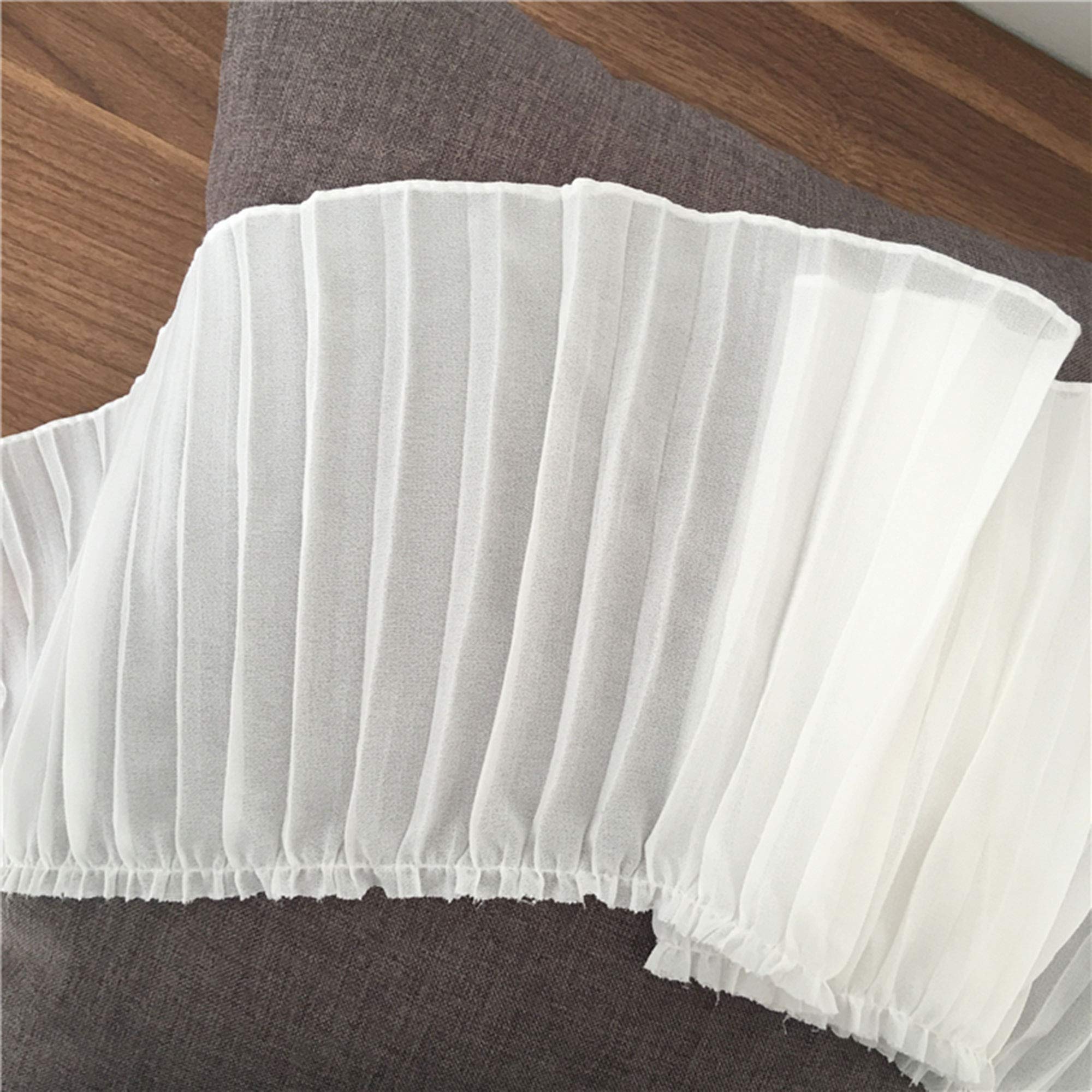 Chiffon Pleated Fringe Pure Color Chiffon Lace Trim Sewing Accessories for Dress Hem,Shorts 6.7 inches Width 2 Yards(Off White)