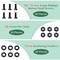 Pzsmocn 90 Pieces/30 Sets M8*20 mm Plastic Black