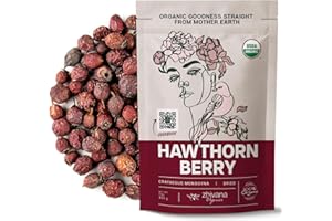 ZHIVANA ORGANICS Organic Hawthorn Berry Tea (16 oz.) - Hawthorn Tea, Hawthorne Berries - High Blood Pressure, Heart Health Support, Relaxation