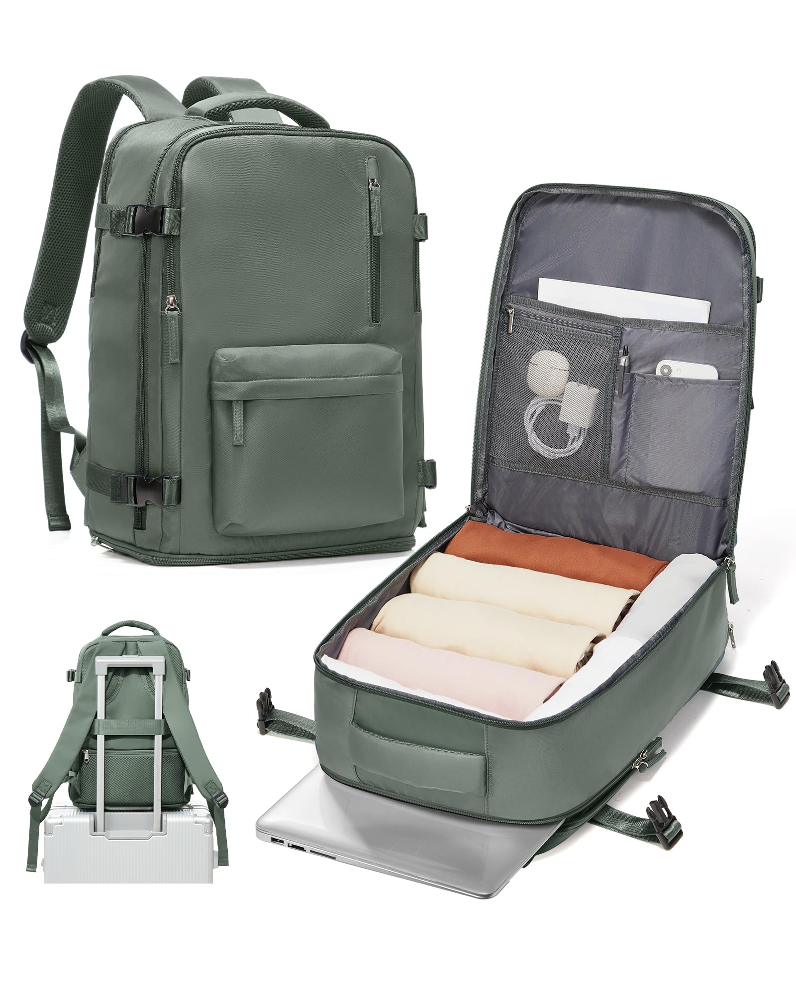 Photo 1 of Carry on Travel Backpack for Women Men Airline Approved 20l Travel Backpack Personal Item Lightweight Backpack Traveling Anti Theft Mochilas de Viaje,Army Green