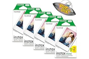 PUFLAX Fujifilm Mini Instant Camera Film: 100 Shoots Total, Value Pack, (10 Sheets x 10) - Capture Memories Anytime, Anywhere - Includes UFO Sticker