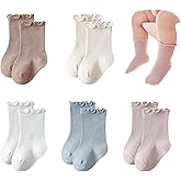 VIAOKUTH Baby Girls Socks Newborn Frilly Ruffle Cotton Infant Cute Princess Socks for Toddler Dress 5 Pairs