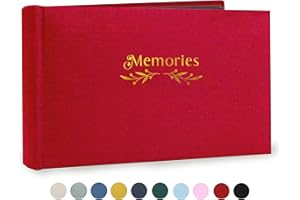 Holoary Small 4x6 Photo Album, Linen Hard Cover, Holds 50 Photos, Black Page Traditional Book Bound, Mini Brag Book Baby Album, Ideal For Wedding, Family Pictures, Gifts, Anniversary (Red)