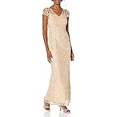 Adrianna Papell Womens Metallic Embroidery Gown