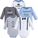 Hudson Baby baby-boys Cotton Long-sleeve Bodysuits 5-pack