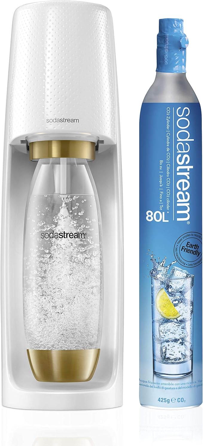 Sodastream Spirit White Gold Sparkling Water Maker + 1 Cylinder C02 + 1