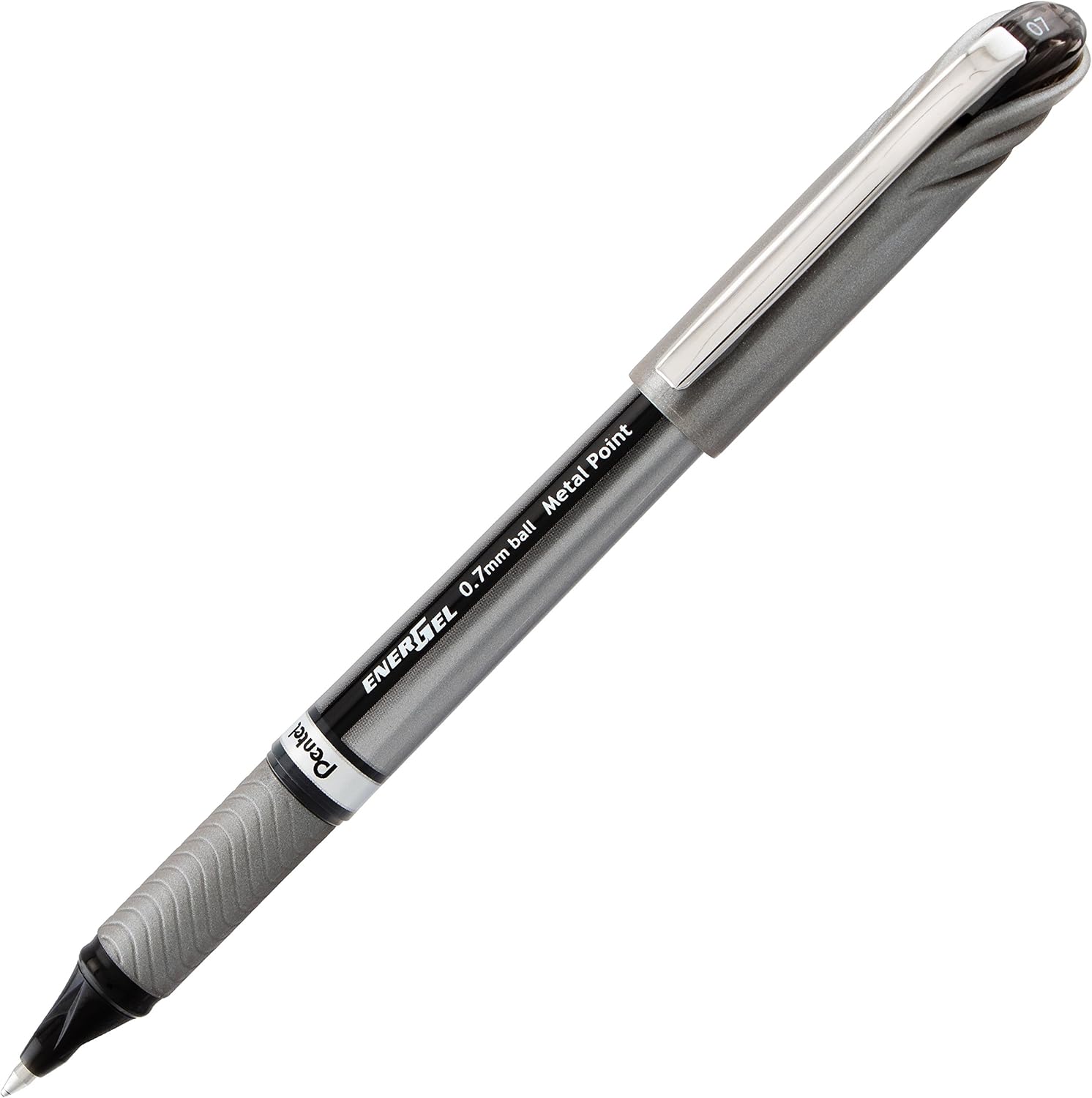 Pentel EnerGel NV Liquid Gel Pen, 0.7mm, Medium Line Capped, Metal Tip, Black Ink, Box of 12 (BL27-A): Office Products