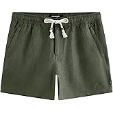 maamgic Mens 100% Linen Shorts Casual Drawstring Elastic Waist, Breathable Summer Shorts for Men Beach Vacation with Pockets