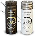 Ink Permanent Black and White Brow Mapping String [2 X 100 Ft Bottles - 60 m] Pre-Inked String for Permanent Makeup and Microblading Supplies, Brow Mapping Kit, Pre-Inked String for Brow Shaping