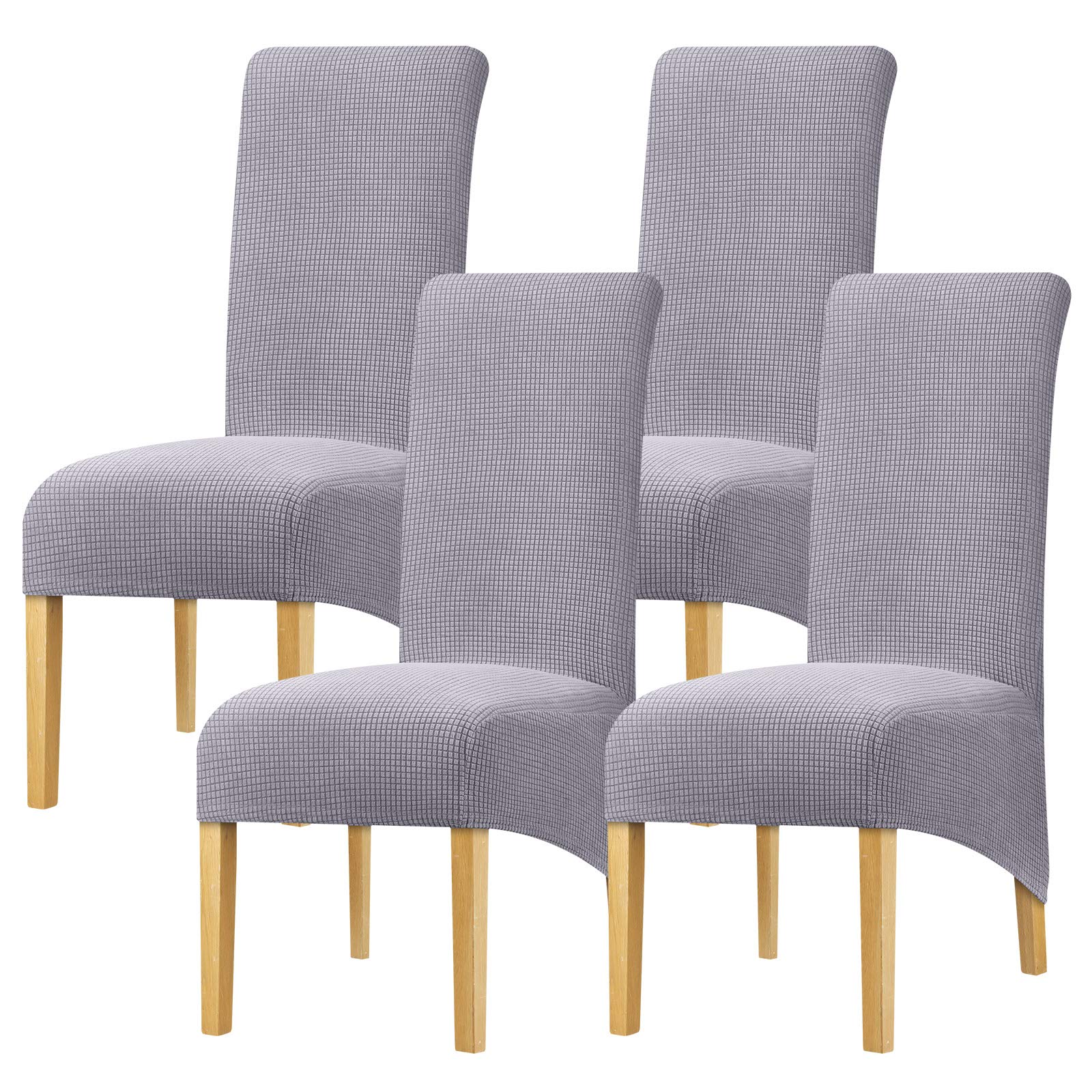 Leorate Large Size Dining Room Hotel Fleece Fabric Stretch Chair Cover Pack 2 4 Pack of 6 (1 Beige, Pack of 4) (Light grey, 4PCS)