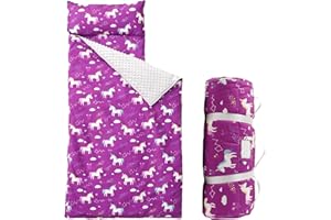 Bunnikins & Clover Toddler Nap Mat with Removable Pillow, Cotton Nap Mats for Preschool, Easy Clean Toddler Nap Pad for Kindergarten, Kids Sleeping Bag for Travel Camping