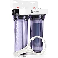 iFilters Whole House 2 Stage Sediment, Rust & CTO Filters w/ AP110 & AP117 Comparable Cartridges Included, 3/4" Ports…