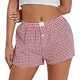 NUFIWI Women Y2k Pajamas Shorts Gingham Cute Pj Short Pants Plaid Lounge Shorts Sleep Bottoms Elastic Boxers Streetwear