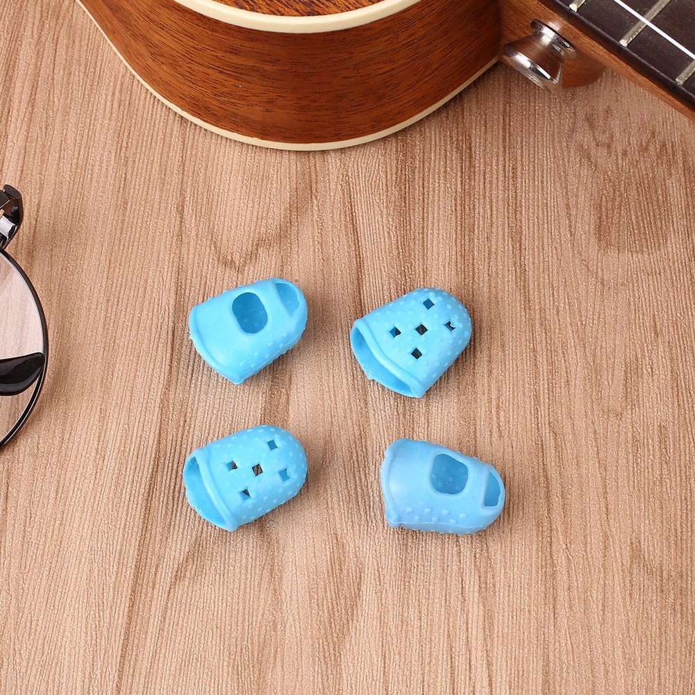 Beautyrain 4 Pcs Guitar Fingertip Protector Silicone Reusable 