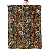 olpddz Lizard Flannel Blanket Gifts for Reptile Lover,60x50inch,Realistic Animal and Tropical Leaf Throw Blankets with Warm Earth Tones,for Sofa,Living Room,Camping Jungle Decor Throws