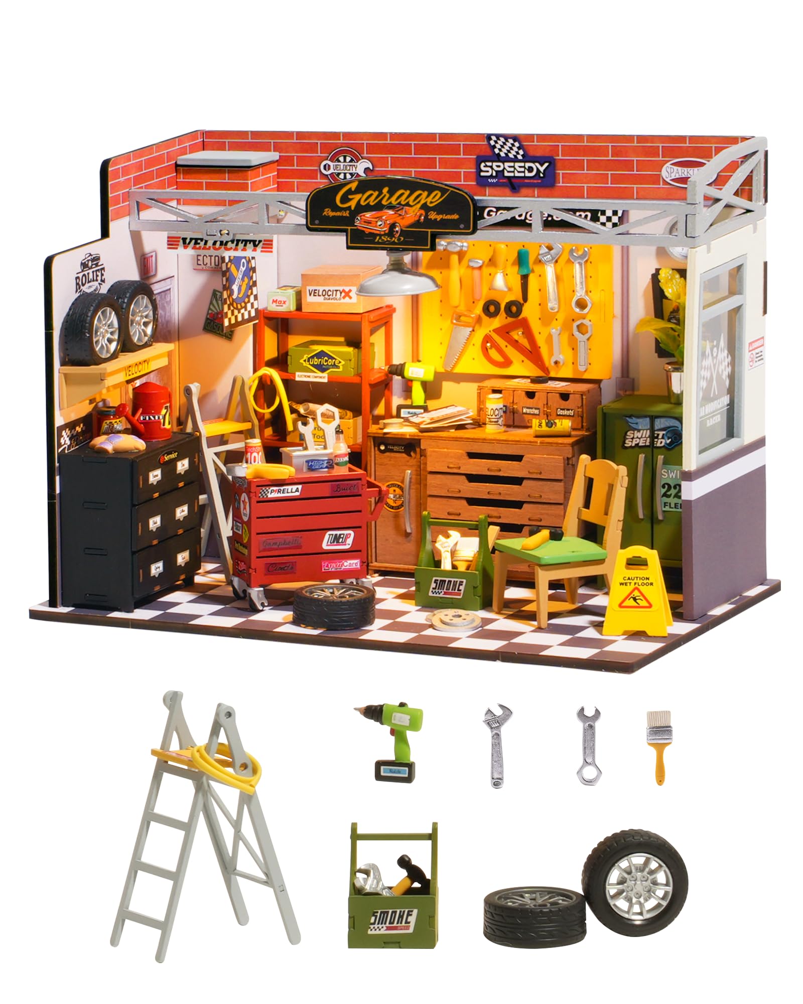 Rolife Miniature House Kit - Mini House Building Kit Garage Workshop for Adults - DIY Doll House Home Desk Decoration Gift Idea DG165