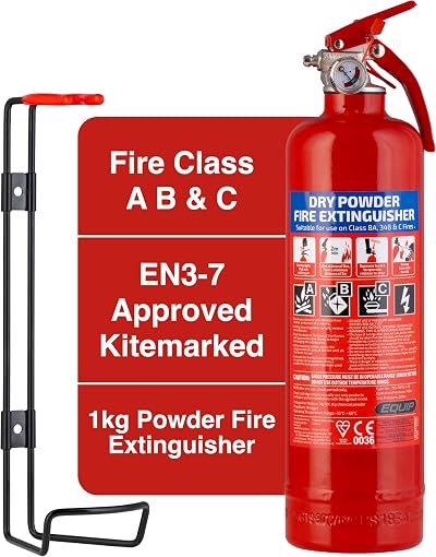 Equip 1KG ABC Dry Chemical Fire Extinguisher with Wall Bracket Home Car Use