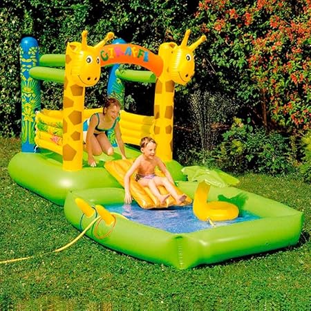 Hüpfburg+Pool Giraffe mit Sprühfunktion