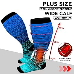 Refeel 3 Packs Plus Size Compression Socks Wide