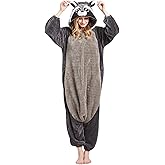 DarkCom Raccoon Onesie Halloween Costume One Piece Unisex Adult Pajamas Women Men Sleepwear Christmas Pajamas