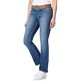 WallFlower Womens Legendary Slim Bootcut Mid-Rise Belted Insta Stretch Juniors Jeans (Standard and Plus)