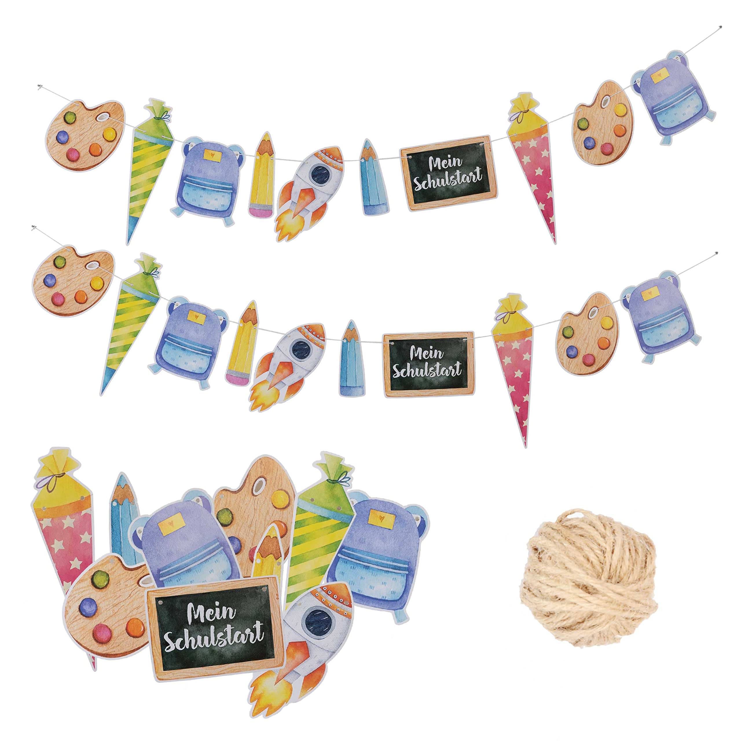 Papierdrachen 10 m garland for first day of school, decoration for boys and girls, "Alles Gute Zum Schulanfang", school introduction, school child 2022