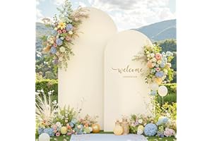 HB HBB MAGIC Beige Arch Backdrop Cover Set of 2 Beige Arch Cover 7.2 and 6ft Wedding Arch Cover Stretchy Backdrop Bridal Baby Shower Birthday Party Arches Stand Covers Spandex