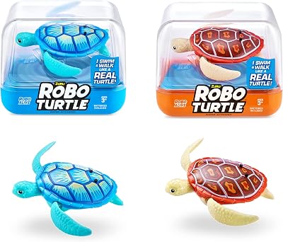 Robo Alive Robo Turtle Robotic Toy 2 Pack Orange Blue Water Powered