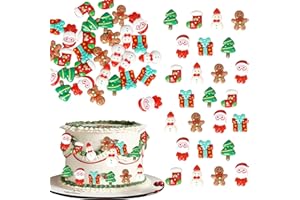 YCTHUNFISH 30 Pack Merry Christmas Cupcake Toppers Resin Little Figurine Snowman Santa Christmas Tree Cupcake Picks for Xmas Theme Holiday Party Cupcake Decorations Supplies