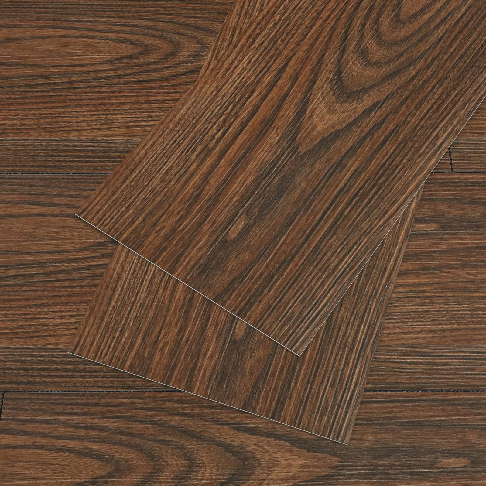 Photo 1 of VEELIKE 6''x36'' Peel and Stick Floor Tile Bathroom Waterproof Brown Chestnut Wood Vinyl Flooring Planks 12-Pack Self Adhesive Wood Vinyl Sheet Flooring for Bedroom Kitchen Living Room Floor Wall