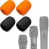 Voarmaks Foam Mic Cover Compatible with JBL PartyBox Wireless Mic Microphones, Wireless Two Microphone System, PartyBox Mic 100, Karaoke Microphone Sponge Windscreen Pop Filter 4-Pack (Orange Black)