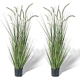 KOL 59in 2-Pack Artificial Veronica Spiked Speedwell Grass Plant, 5ft Faux Veronica Spicata Flower, Tall Fake Horsetail Grasses for Home Office Garden Wedding Decor, Indoor Outdoor, Yellow