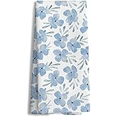 efgthyjdh Blue Floral Kitchen Towels Decorative, Cottagecore Blue and White Flower Hand Tea Towels for Bathroom, Floral Bathroom Decor, Flower Botanical Dish Towel Dishcloth, 16x24 Inch