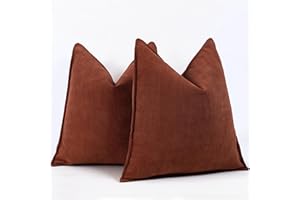 ZWJD Rust Pillow Covers 20x20 Set of 2 Chenille Pillow Covers with Elegant Design Soft and Luxurious Decorative Throw Pillows for Couch, Bed, and Home Decor