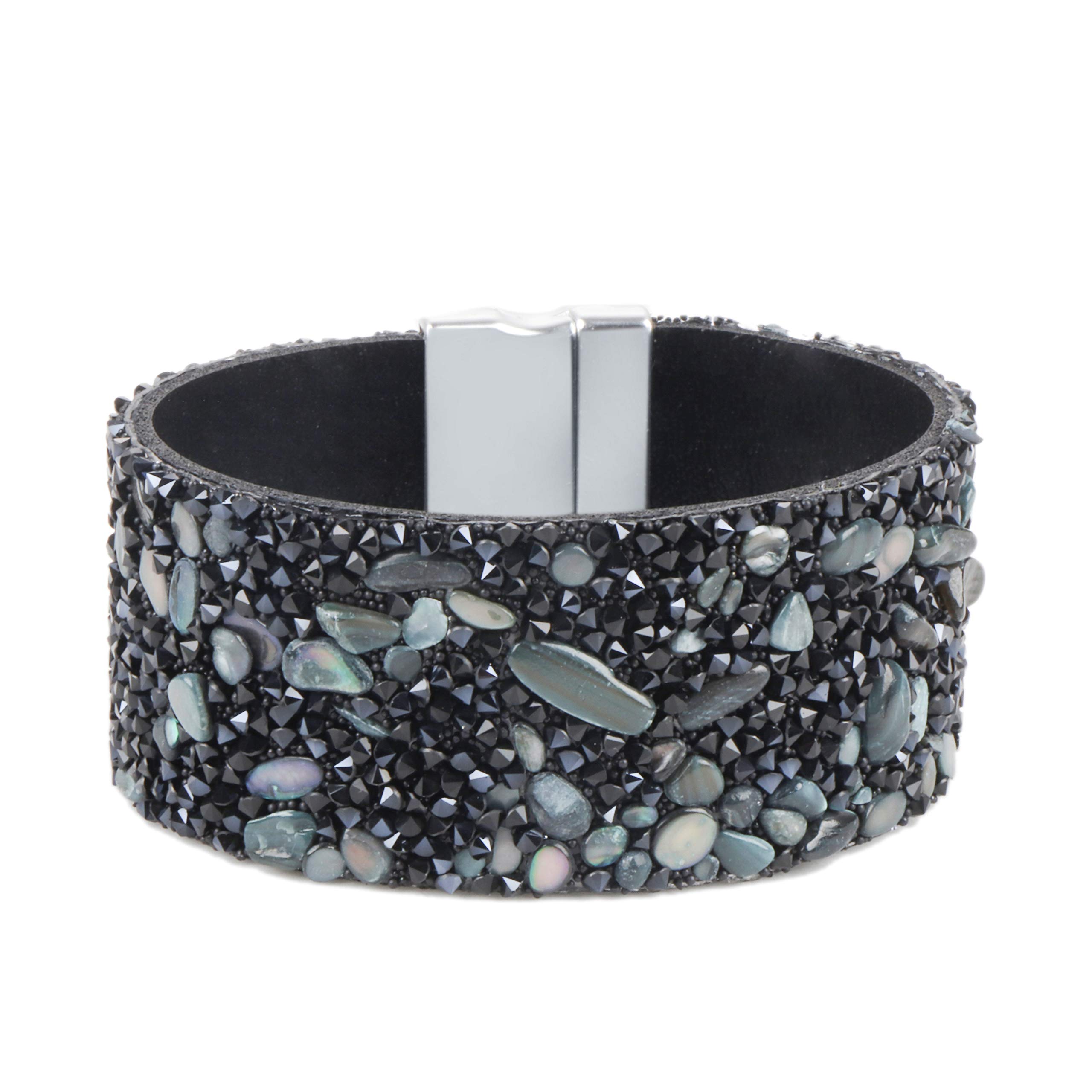 Women Leather Wrap Bracelet Multilayer Braided Stacking Bracelet with Magnetic Clasp - Bohemian Style Gift for Women